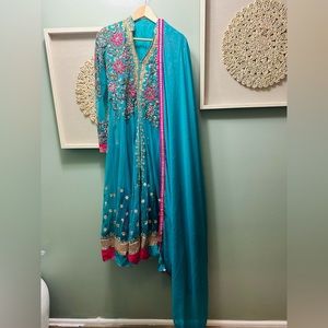 Blue 4 pieces Anarkali